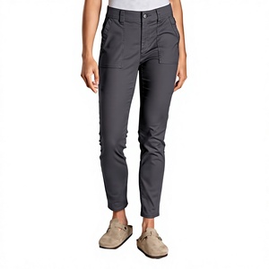 Pantalon droit d'été grande taille pour femme, design personnalisé, couleur unie, coupe ajustée, respirant, écoresponsable, en Spandex/Coton, anti-plis - Product Image 1