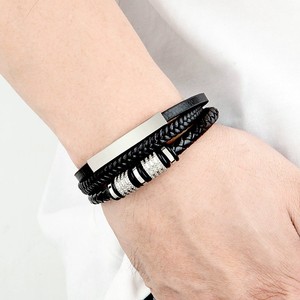 Bracciali da <span class=keywords><strong>Uomo</strong></span> FY Fashion, Braccialetto Personalizzato con Nome, <span class=keywords><strong>Bracciale</strong></span> a Strati in Pelle PU Intrecciata per Padre, Figlio, Fidanzato - Product Image 4