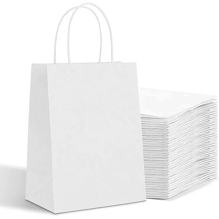 Aston Cheap Medium Size Kraft Party Paper Bags Shopping Kraft Bags White Paper Bags with Handles