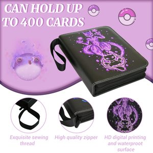 Carpeta de 3 anillas de cuero PU personalizada para tarjetas coleccionables TCG, Yu-Gi-Oh!, Pokémon, con 4, 9 o 12 bolsillos y fundas. - Product Image 2