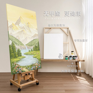 Peinture à l'huile peinte à la main, paysage de montagne et de rivière, art sur toile pour la décoration d'entrée et de couloir - Product Image 3