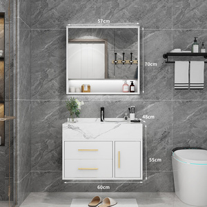 Mueble de baño blanco puro con espejo de panal, venta directa de fábrica, mueble de baño personalizable - Product Image 1