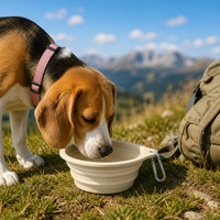 Bol pliable pour animaux de compagnie en silicone, pliable, pour chien et chat, avec clip mousqueton, pour les voyages en plein air, le camping