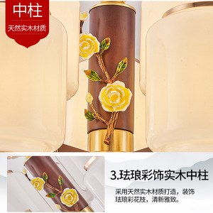 Lámpara de araña de estilo chino con múltiples cabezales, luz LED E27, iluminación redonda para el hogar con diseño esmaltado para sala de estar y dormitorio - Product Image 5