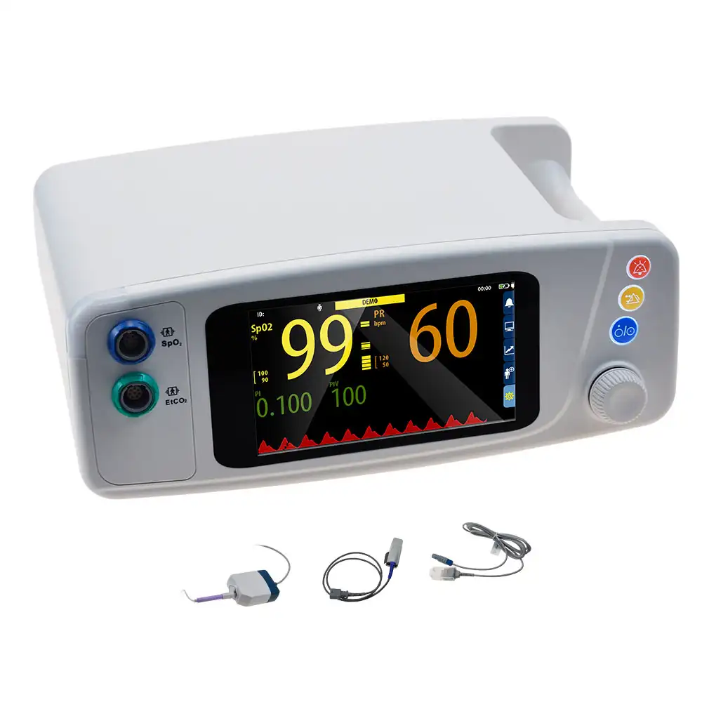 CE tıbbi taşınabilir teletıp uzaktan izleme cihazı hayati işareti monitör ICU kardiyak hasta monitörü arabası ile