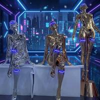 Estatua de Resina de Robot Humanoide con Luz LED Futurista Grande para Decoración de Hoteles, Centros Comerciales y Salas de Exposiciones