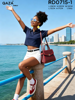 Sac à main élégant de style designer, QAZA, avec surpiqûres contrastées, en cuir PU durable, multi-compartiments, sac à main pour femme, sac à bandoulière