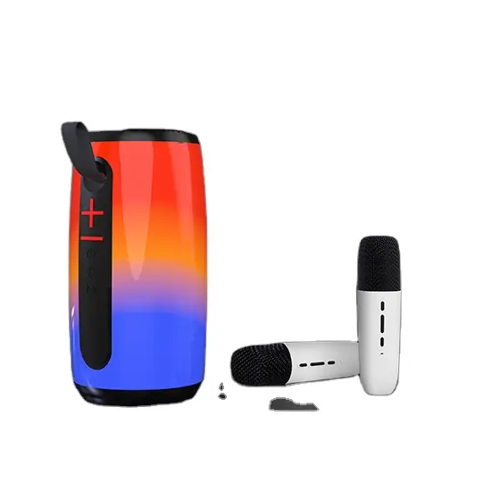 RGB LED Flashing Light Portable Outdoor Loudspeaker 3600mAh Battery Waterproof Bass Wireless BT Speaker with Karaoke