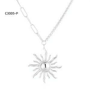 Collar con Colgante de Sol Amy Amy, Cadena de Aleación Plateada de 60+5cm, Joyería Bohemia para Mujer, Regalo para Uso Diario - Product Image 1