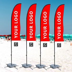 Promotion Custom Printed Outdoor Flying Banner Advertising Knife Type Rectangular Pennant Flag Bali Bow Beach Flag Corss Base - Product Image 1