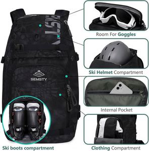 Muestra gratuita: Bolsa de esquí personalizada para hombre, mochila impermeable para botas de snowboard y esquí, con capacidad para dos esquís. - Product Image 3