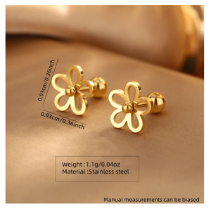 Pendientes de letras de flores tridimensionales de acero de titanio para mujer de calidad superior para ocasiones de regalo - Product Image 3