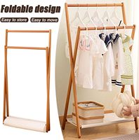 Porte-vêtements en bambou, petit porte-vêtements avec étagère de rangement, porte-vêtements suspendu, séchoir à vêtements, rangement pliable pour vêtements