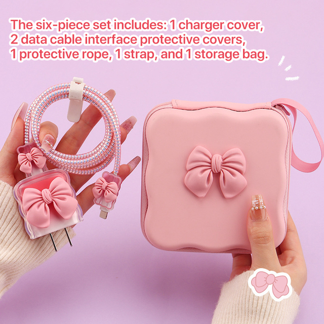 Wholesale Dustproof 3D Character Charger Sleeve for 20W Power Adapter Silicone Protection Case Silicone USB Cable Protection Bag