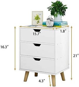 Table de <span class=keywords><strong>Chevet</strong></span> Simple pour Chambre et Bureau, Table d'Appoint à 3 Tiroirs, Unité de Rangement en Bois Chic, Table de <span class=keywords><strong>Chevet</strong></span> en Bois - Product Image 3