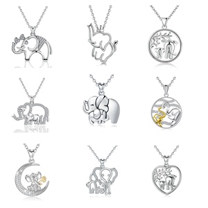 Changda 925 Sterling Silver Rhodium Plated Jewelry Thailand Anti Tarnish Lucky <strong>Elephant</strong> Pendant <strong>Necklace</strong> for Women - Product Image 1