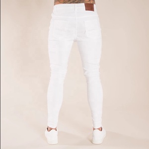 Jeans Ajustados Desgastados para Hombre, Talla Grande, Blancos, Elásticos, Pantalones Ajustados Urbanos de Mezclilla, Pantalones de Lápiz, Jeans Rotos - Product Image 4