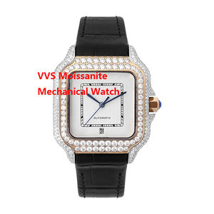 <span class=keywords><strong>Orologio</strong></span> Meccanico <span class=keywords><strong>con</strong></span> Diamante Moissanite VVS, Lunetta Color <span class=keywords><strong>Oro</strong></span>, Movimento Automatico Giapponese Miyota, Cinturini in Vera <span class=keywords><strong>Pelle</strong></span>, <span class=keywords><strong>Orologio</strong></span> di Lusso - Product Image 2