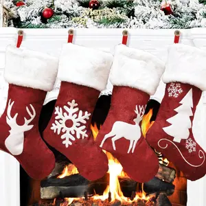 Calcetín de Navidad Tamaño grande Calcetín de reno de Navidad Bolsas de regalos de Navidad Decoraciones de Navidad Regalos Decoración para el hogar