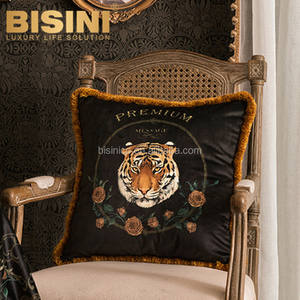 Fundas de Cojín con Cabeza de Tigre Realista de Estilo <span class=keywords><strong>Italiano</strong></span> de Lujo, para Sala de Estar, Color Negro, Cómodas, de Felpa Corta - Product Image 3