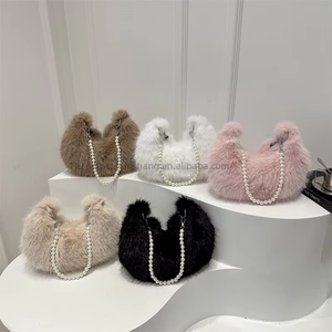 Winter Luxury Plush <b>Handbag</b> for Women New Fashion Zipper Closure <b>Chain</b> Underarm Crossbody Bag - Product Image 3