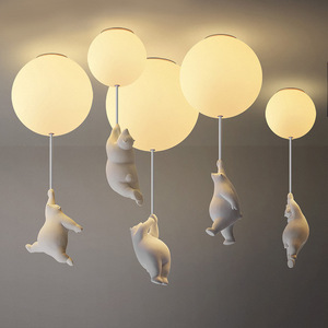 Lámpara de Techo Moderna Nórdica QiaoSheng con Diseño de Oso, LED, para Habitación Infantil, de Una Sola Cabeza, Protección Ocular - Product Image 2