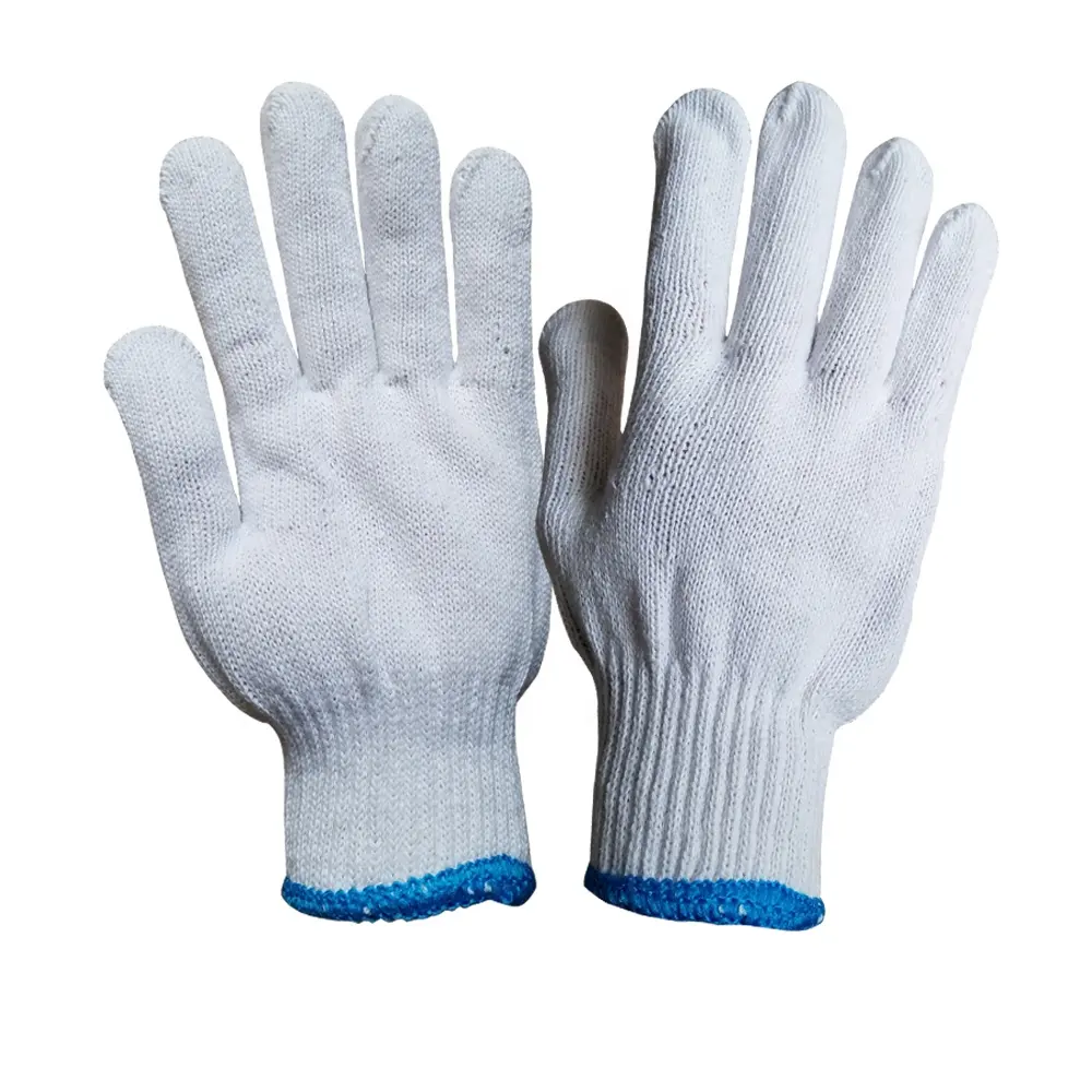 GM2001 Gants de travail en PVC blanc bon marché tricotés en coton à pois