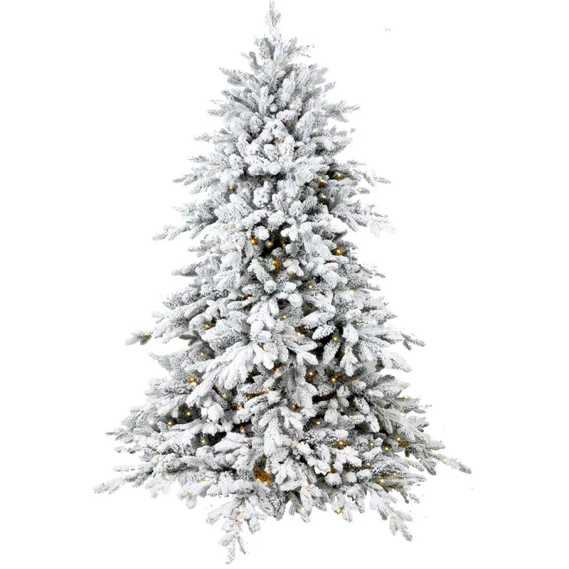 210Cm Prelit Met 800 Led Warm Wit Licht Groene Sneeuw Stroomden Kunstmatige Pine Kerstboom