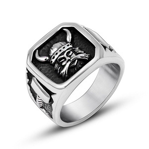 Viking <b>Ring</b> <b>Titanium</b> Steel Men's Skeleton Design Antique Finish SA999 Gift Jewelry - Product Image 5