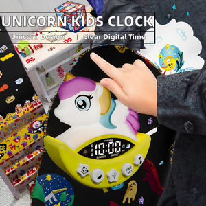 Horloge de bureau numérique au design de dessin animé avec alarme de réveil, veilleuse et entraînement au sommeil - Product Image 3