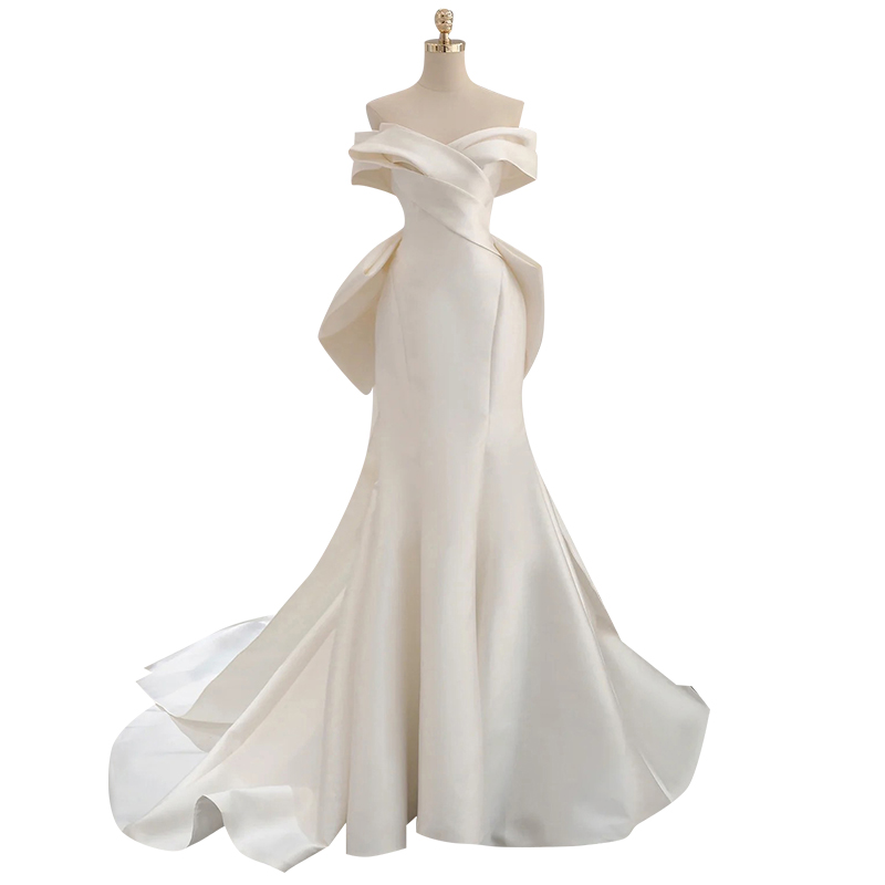 Производство, лидер продаж, Роскошные свадебные платья с открытыми плечами, ТРАПЕЦИЕВИДНОЕ атласное Элегантное свадебное платье без рукавов