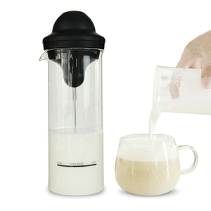 Pengaduk busa susu listrik otomatis, cangkir teko pengocok susu 400ml dengan dudukan pencampur minuman genggam - Product Image 1