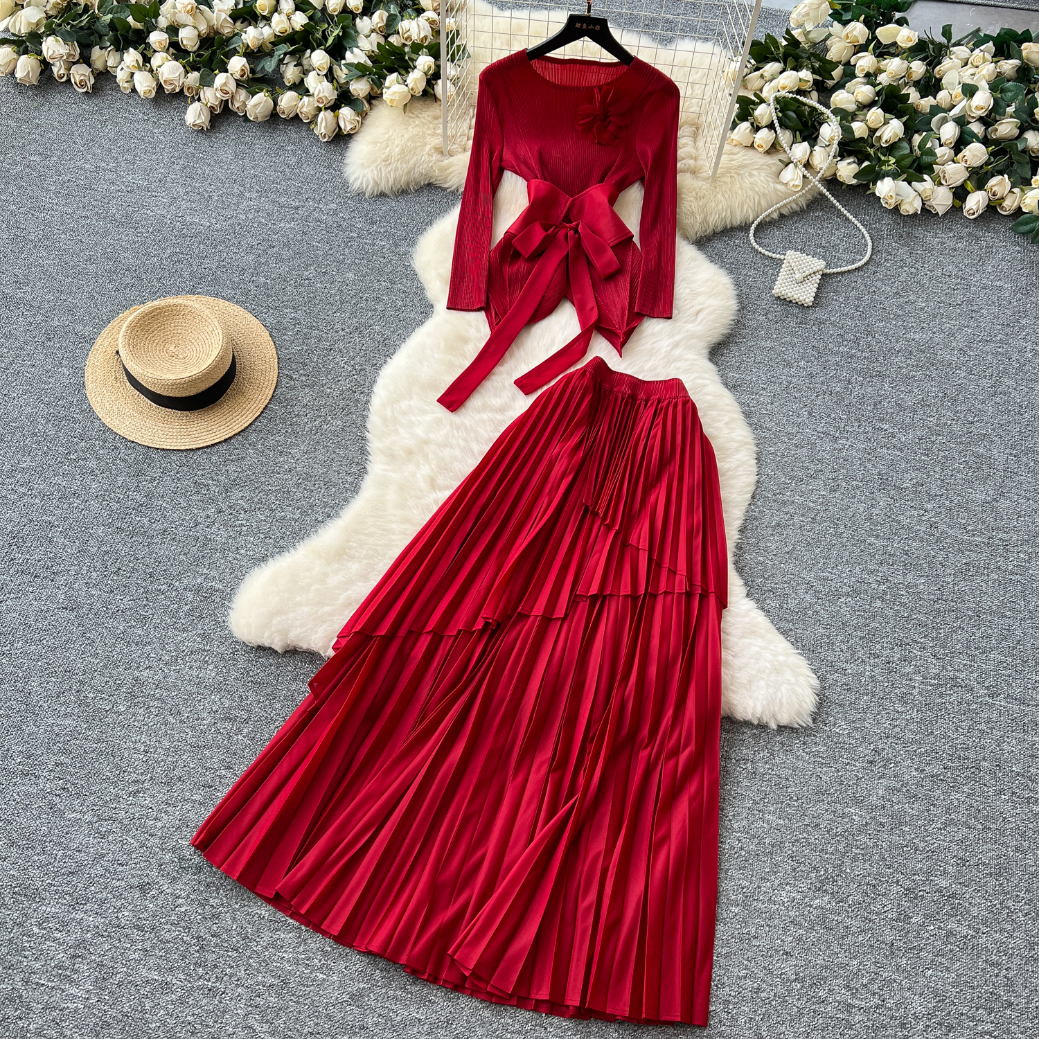 Wholesale Suit Women Design trap Irregular Blouse High Waist kirt kirt Two Piece et for Ladies,2 Pieces