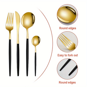 Couverts portugais mats plaqué or cuillère fourchette et couteau en acier inoxydable or couverts de mariage portugais en vrac - Product Image 3