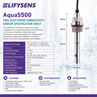 Aqua5500 Custom Insertion pH Electrode Integrated Cable 30 Meters for Tap Water Swimming Pool Secondary Water Supply Use Digital