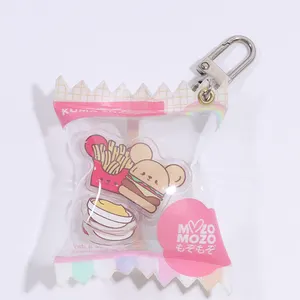 Tek parça özel şeker çanta anahtarlık Anime anahtarlık Shaker şeker anahtarlık ile küçük akrilik