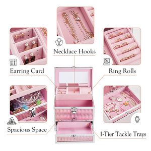 Grande Capacité Portable <span class=keywords><strong>Maquillage</strong></span> Train Cas Miroir Tiroir Diviseur Voyage <span class=keywords><strong>Maquillage</strong></span> Boîte pour Femmes Filles Bijoux Organisateur Accessoire - Product Image 3