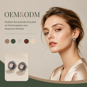 Ear enlace oem odm Vintage 925 Sterling Silver Round Rose Quartz <b>Stud</b> <b>Earrings</b> Custom Wholesale Ethnic Jewelry For Women - Product Image 1