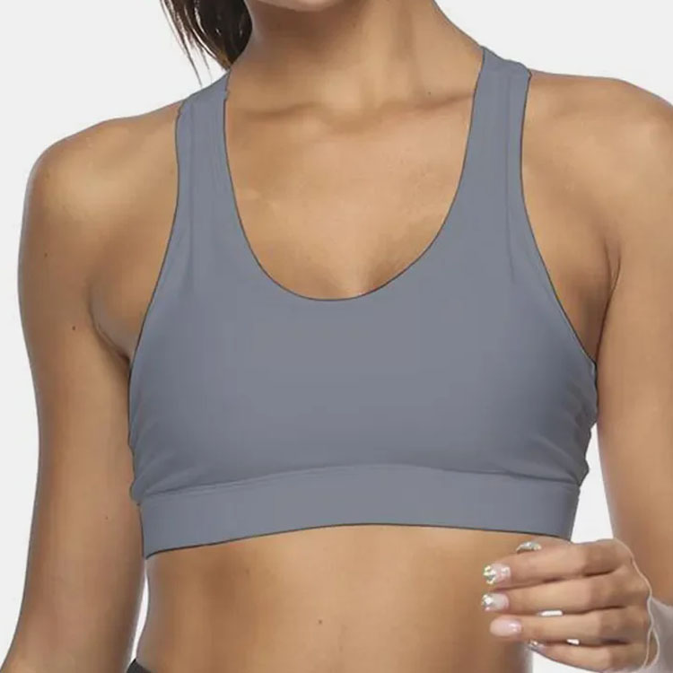 OEM Custom Manufacturer Fashion Medium Support Yoga Hollow Removable Pads Moisture-Wicking Perforated Pocket Crew Sports Bra