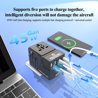 Chargeur mural rapide Foxcan OEM/ODM 45W GaN CE RoHS 2USB-C+2USB-A QC3.0 PD pour ordinateur portable et appareil photo, adaptateur de voyage, garantie 12 mois