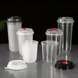 Offre Spéciale – Gobelets jetables en plastique PP Huitianchen 90 mm 12-24 oz en forme de U, transparents, imprimés sérigraphiés pour thé au lait Boba, camping - Product Image 1