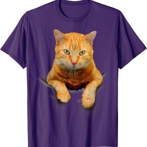 Cat <b>Animals</b> Sublimation Blanks Creative Cat Motif Bag Cat T-Shirt Heavyweight Cotton Short Sleeve Crew Neck T-Shirt - Product Image 3