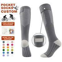 Chaussettes de compression hautes avec poche, respirantes, talon renforcé, pour le sport, la course, le cyclisme, la marche
