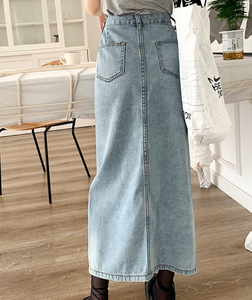 Mode <span class=keywords><strong>longue</strong></span> fente irrégulière sexy sac simple hanche <span class=keywords><strong>jupe</strong></span> en jean - Product Image 3