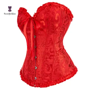 Lace up sexy della vita che modella overbust del corsetto che dimagrisce shaper erotici floreali delle donne più bustier corsetto