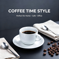 Set Cangkir dan Tatakan Kopi Keramik Grosir, Mug Espresso Latte Porselen untuk Hotel Restoran, Logo Kustom, Langsung dari Pabrik