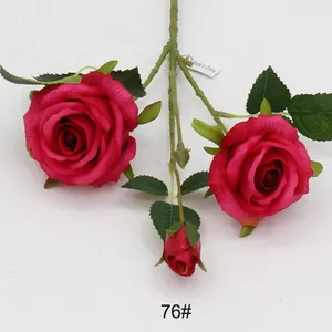Hot Menjual Bunga Buatan Merah Palsu Mawar Bunga untuk Ekspor