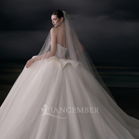 Robe de mariée de luxe Lsgz11, corset à col cœur, franges perlées, satin plissé, robe de bal, Jancemebr
