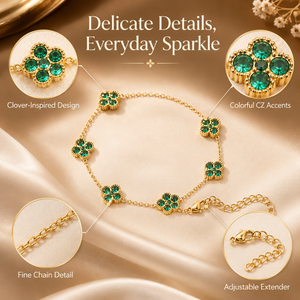 Delicada Pulsera de Trébol de Cuatro Hojas de Acero Inoxidable, Pulsera de Trébol de 5 Flores con Incrustaciones de Diamantes de Imitación Coloridos, Resistente al Agua para Mujer - Product Image 5