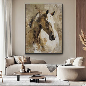 Orijinal Özel El Boyaması Akrilik Kanvas Hayvan Yağlı Boya Beyaz At Duvar Sanatı Kanvas Taban Üzerine - Product Image 1